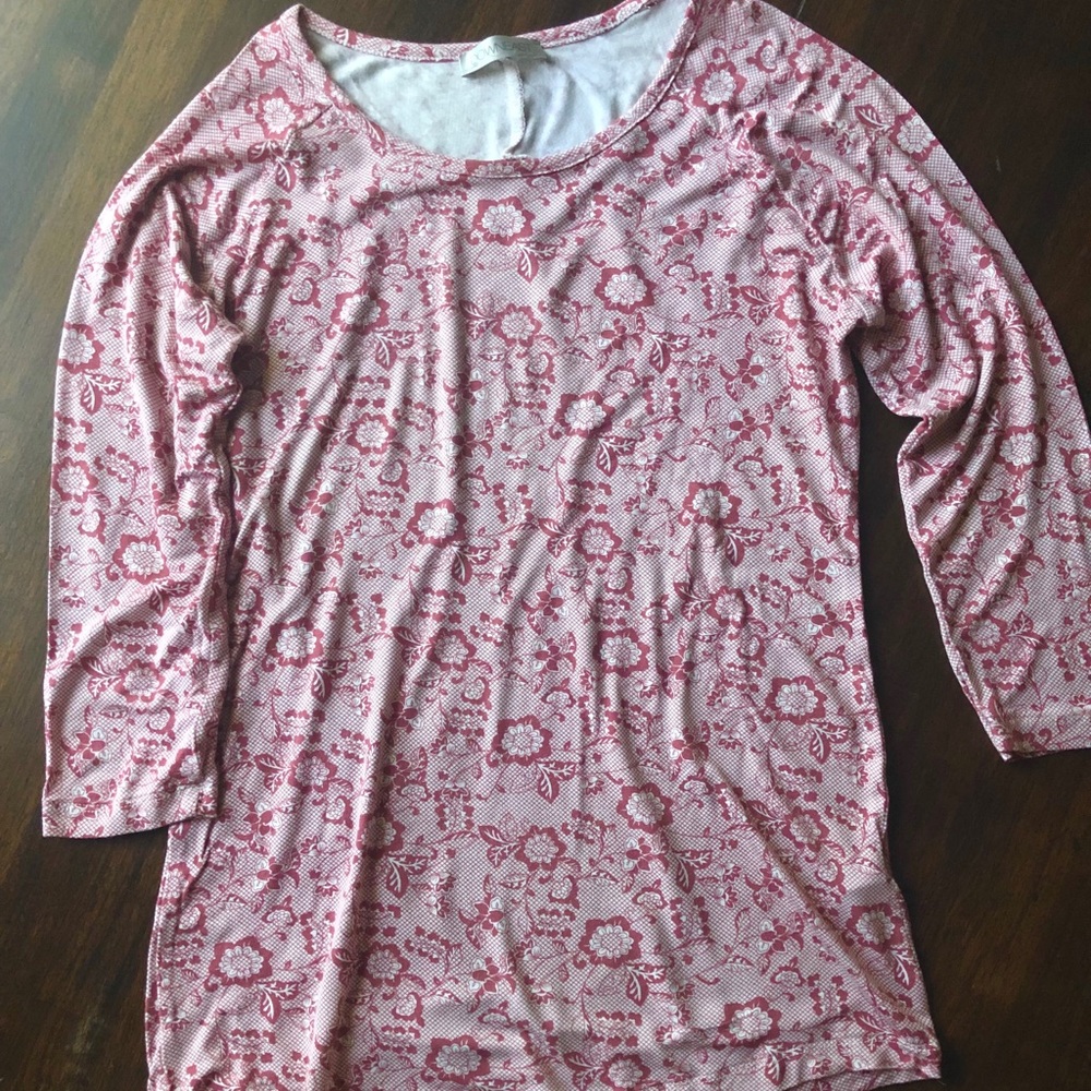 3/4 sleeve dusty pink shirt from downeast basics